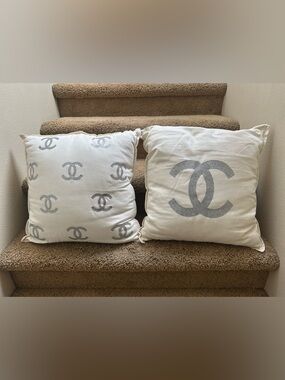 CHANEL Decorative Pillows with Silver Logo Accents (4 pillow set)